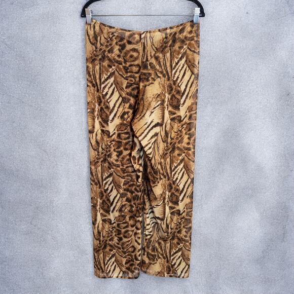 Victoria’s Secret Y2K Animal Print Sheer Tie Front Wide Leg Lounge Pants Size M - Picture 4 of 8